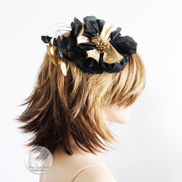 Yves Saint Laurent Decorative Head Piece Hair Comb Flower and Feathers Rare 70s main image 8